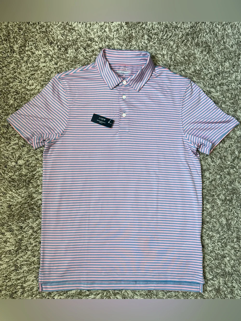 J. Crew Striped Polo in Pink and Blue